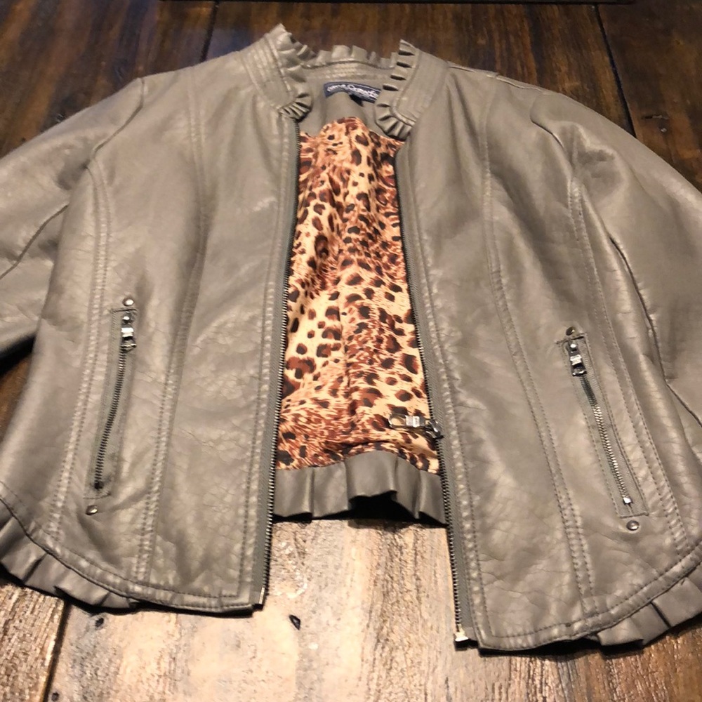Lane Crawford Gray Leather Look Jacket - Small